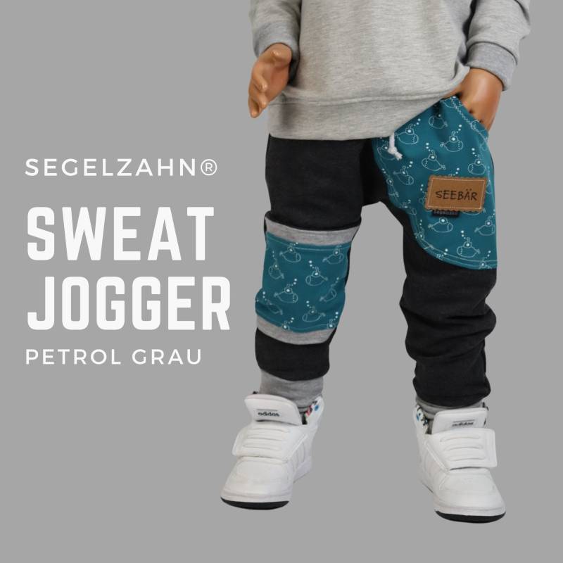 Slim Fit Jogger Kinder Hose Grau Petrol Sweathose Junge Mädchen Kind Baby Kinderhose Jogginghose Sweat Pants Segelzahn Kinderkleidung Jungs von Segelzahn