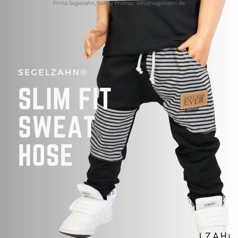 Slim Fit Jogger Kinder Schwarz, Sweat Hose Jungen Jogginghose Segelzahn Kleidung Kinderhose Unisex Für Kind Und Baby Sweathose von Segelzahn