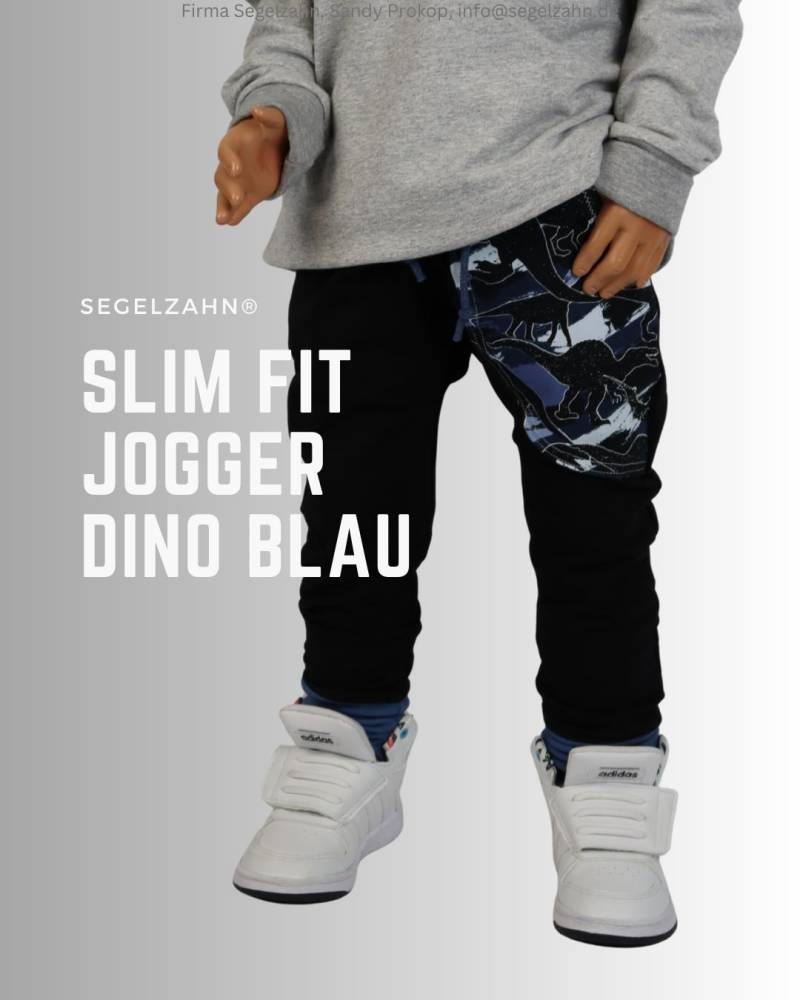 Slim Fit Jogger Kinderhose Unisex Junge Mädchen Kind Baby Dinosaurier Schwarz, Jogginghose Dino Segelzahn Kinderkleidung Hosen Dinohose von Segelzahn