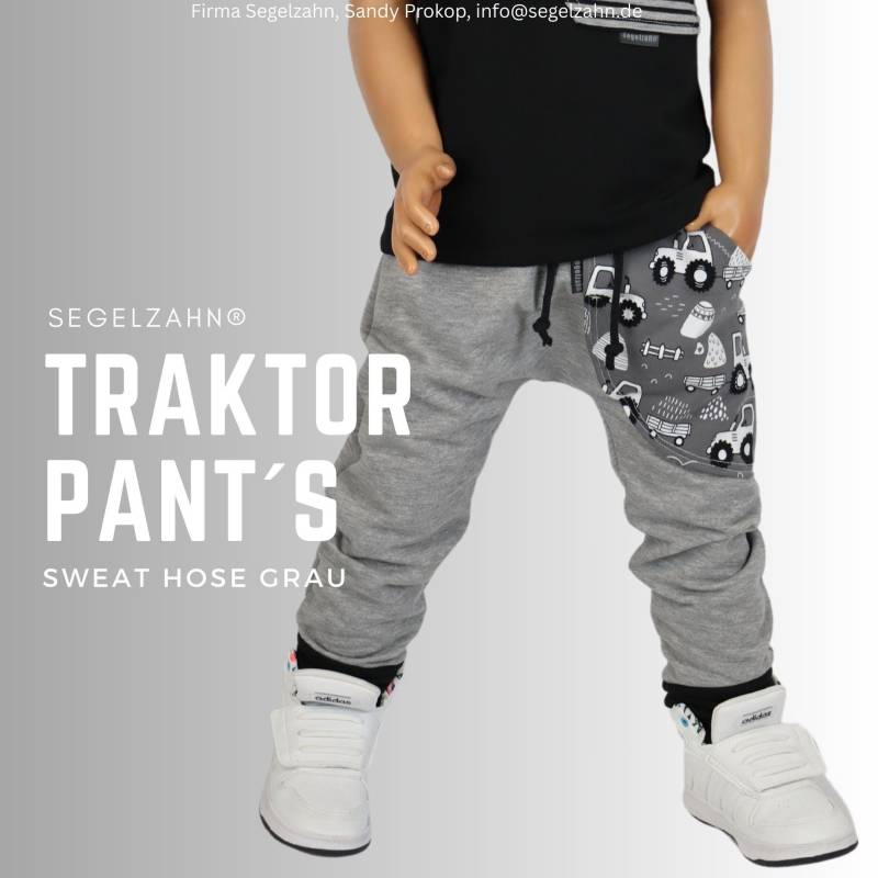 Slim Fit Jogger Traktor Kinderhose Jungen Sweat Grau Jogginghose Unisex Hose Für Kinder Segelzahn Kinderkleidung Hosen Junge Mädchen von Segelzahn