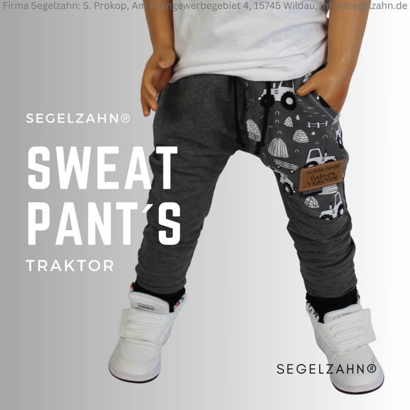 Slim Fit Jogger Traktor Kinderhose Jungen Sweat Grau Jogginghose Unisex Hose Für Kinder Segelzahn Kinderkleidung Hosen von Segelzahn