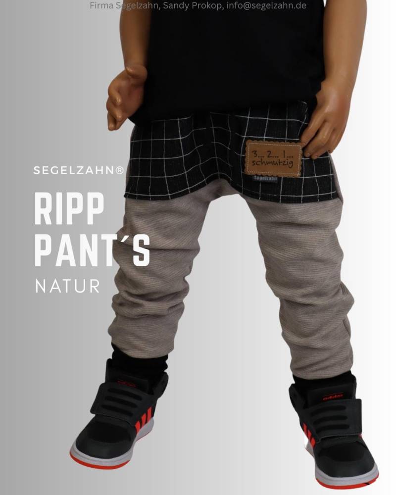 Slim Fit Hose Kinder, Rippjersey Hosen Kariert Beige Jungen Mädchen Unisex Kinderhose Segelzahn Kinderkleidung Geschenkidee Rib von Segelzahn