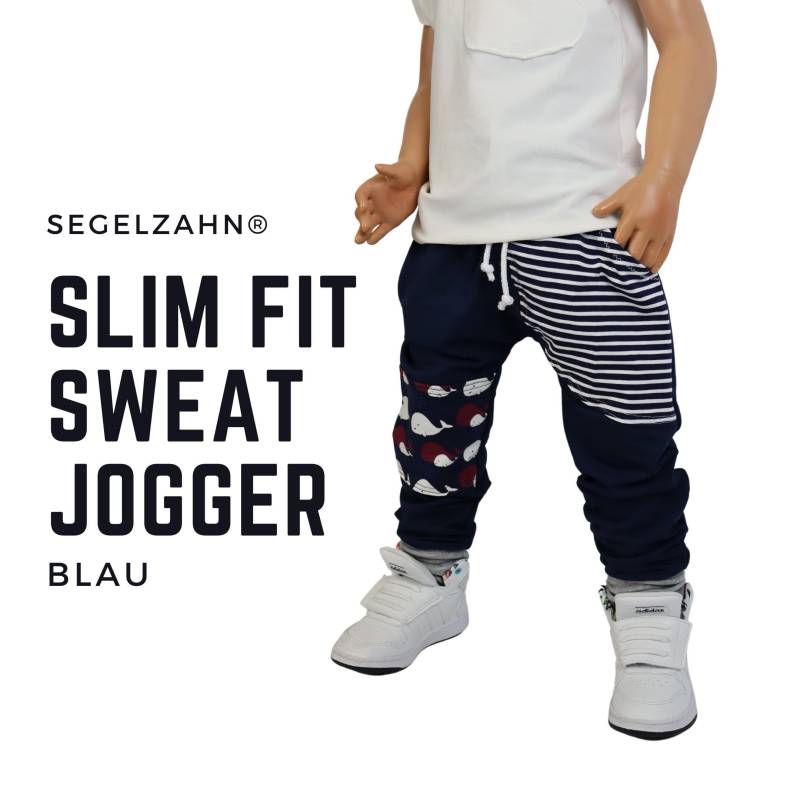 Slim Fit Sweat Hose Kinder Blau Maritime Hosen Segelzahn Kinderkleidung Sweathose Junge Mädchen Kind Baby Kinderhose Jogger Jogginghose von Segelzahn