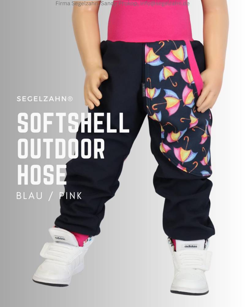 Softshellhose Mädchen Blau Gefütterte Regenhose Kinder Matschhose Segelzahn Outdoorhose Regen Kleidung Kind Baby Buddelhose Regenschirm von Segelzahn