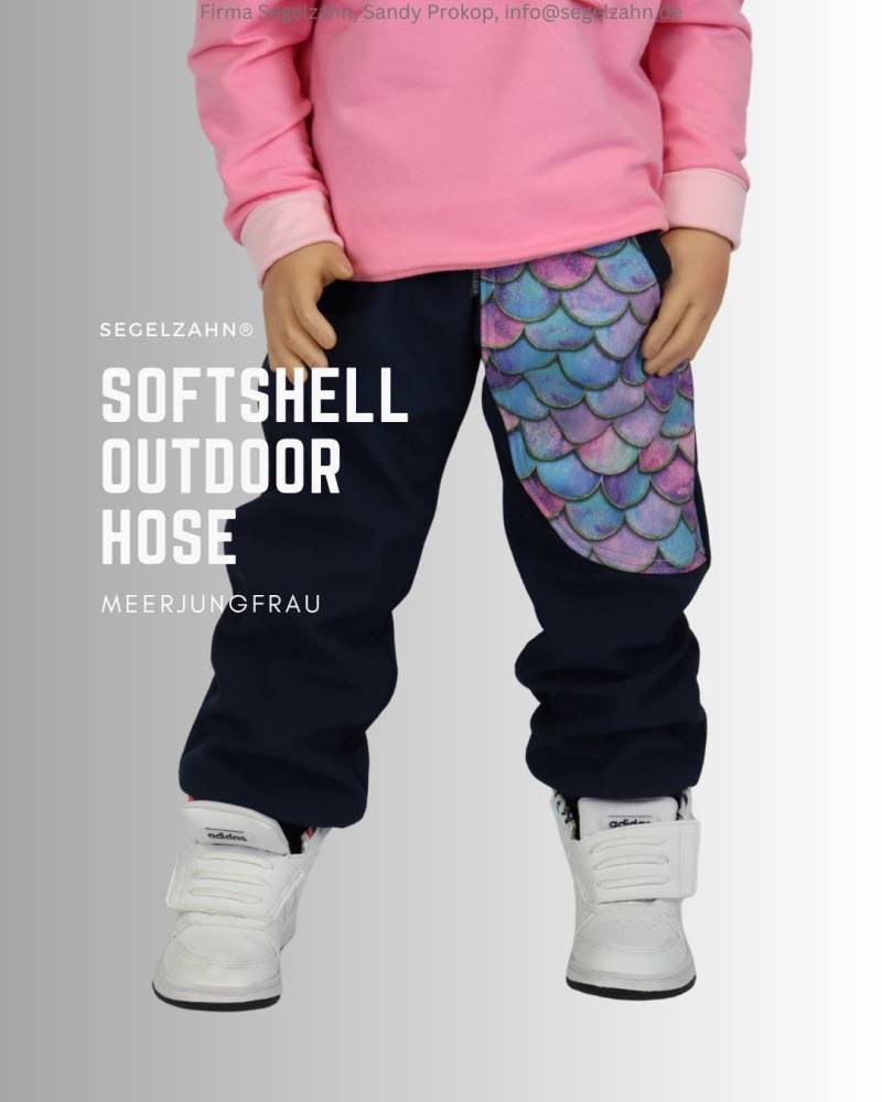 Softshell Hose Mädchen Blau Meerjungfrau Gefütterte Regenhose Blaue Matschhose, Kinder Buddelhose Warme Thermohose Outdoorhose Segelzahn von Segelzahn