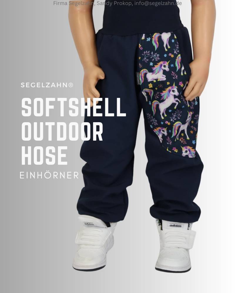 Softshellhose Mädchen Blau, Gefüttert Matschhose Einhörner Kinder Regenhose Segelzahn Outdoor Hosen Kind Baby Buddelhose Blaue Pumphose von Segelzahn