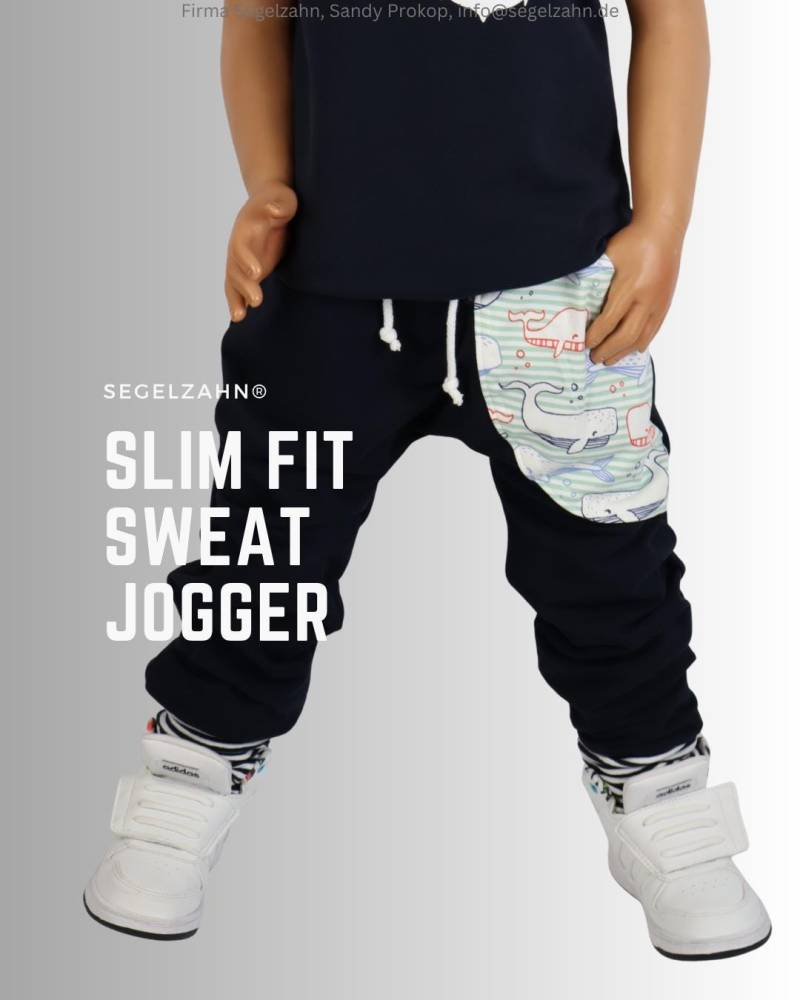 Sweat Hose Kinder, Slim Fit Jogger Junge Mädchen Kind Baby Jogginghose Schwarz Wale Maritim, Kinderhose Segelzahn Kinderkleidung Hosen Jungs von Segelzahn
