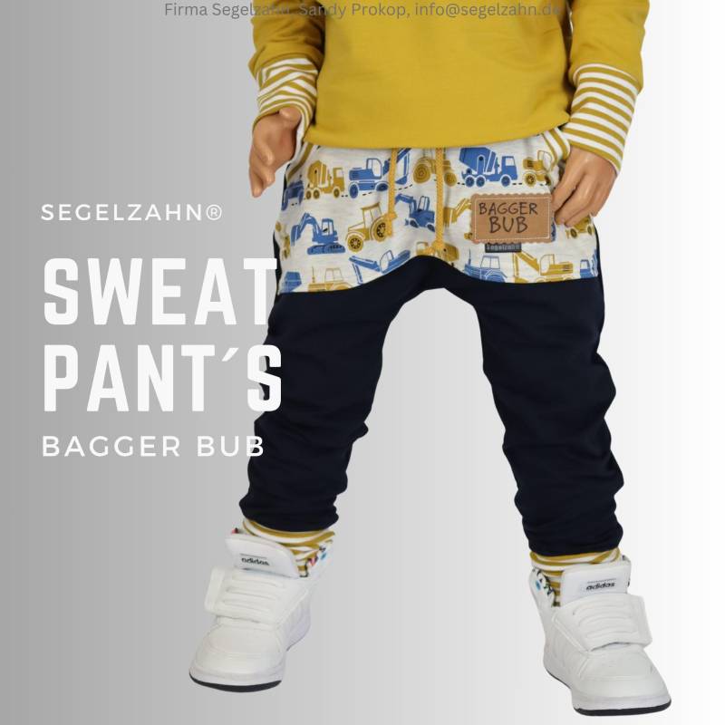 Sweat Hose Kinder, Slim Fit Jogger Jungen Mädchen Kind Baby Jogginghose Blau Bagger Baustelle Kinderhose Sweathose Segelzahn Kleidung Jungs von Segelzahn