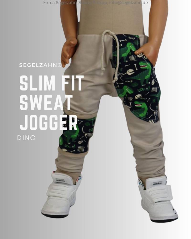 Sweat Hose Kinder Dino Relaxed Jogger Unisex Jungen Mädchen Kind Baby Jogginghose Beige Dinosaurier Hosen Segelzahn Kinderkleidung von Segelzahn