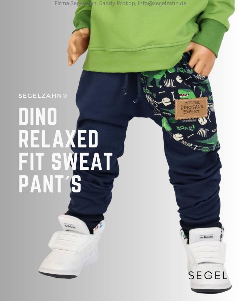 Sweat Hose Kinder Dinosaurier Blau Slim Fit Jogger Jungen Pumphose Baby Kind Jogginghose Segelzahn Kinderkleidung Mitwachshose Hosen Junge von Segelzahn