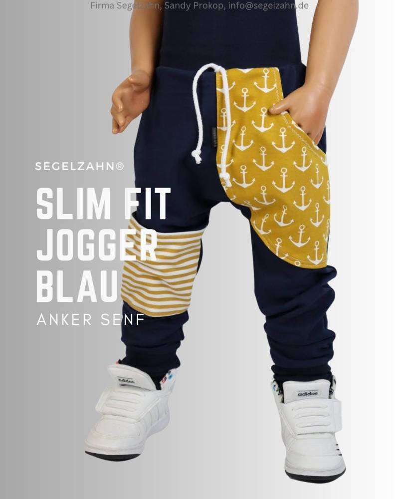 Sweat Hose Kinder Blau, Slim Fit Jogger Jungen Mädchen Jogginghose Segelzahn Kleidung Kind Baby Sweathose Kinderhose Anker Senf Gelb von Segelzahn