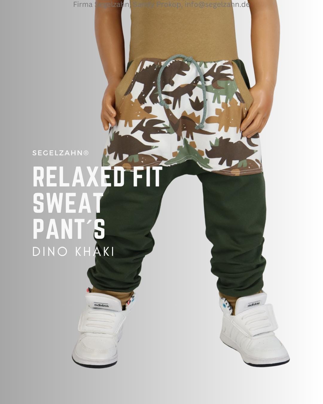 Sweathose Kinder Dino Slim Fit Jogger Junge Mädchen Kind Baby Jogginghose Khaki Olive Kinderhose Dinosaurier Hosen Segelzahn Kleidung Sweat von Segelzahn