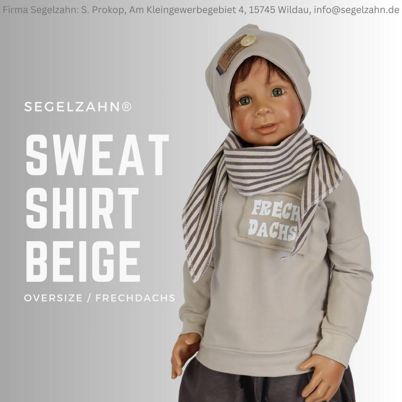 Sweatshirt Kinder Oversize Pullover Frechdachs Jungen Beige Kind Baby Oversized Hoodie Kinderpullover Segelzahn Kinderkleidung Oberteile von Segelzahn