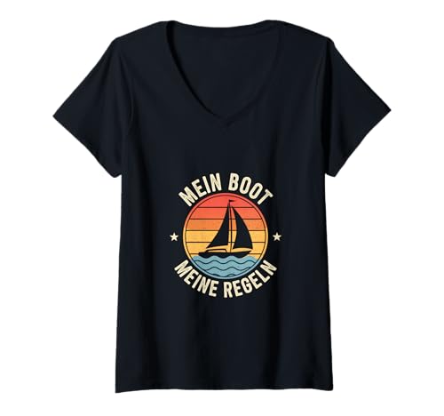 Damen Mein Boot meine Regeln - Segelboot Segler T-Shirt mit V-Ausschnitt Damen Mein Boot meine Regeln - Segelboot Segler T-Shirt mit V-Ausschnitt von Segler Segelboot