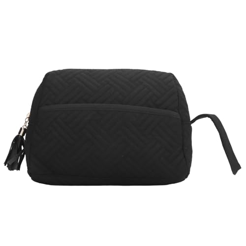 Reisekosmetiktasche große Kapazität Quastel Reißverschluss Polyester Faser Baumwoll -Reise -Make -up -Tasche für Frauen Mädchen (Schwarz) von Segrehy