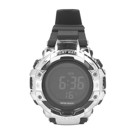 Sport Watch Digital Watch Große LED -Bildschirm wasserdicht 5BAR SCHOTE VERFAHRT Multifunktional Stoppuhr Alarm Chronographen Außenweiten für Männer Frauen Outdoor Sport Laufen (Silber) von Segrehy