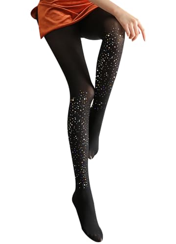Segreto Damen Glitzer Strass Meerjungfrauen Strumpfhose Glänzend Transparent Hohe Taille Komfortbund Reißfest Strumpfhosen Schwarz von Segreto