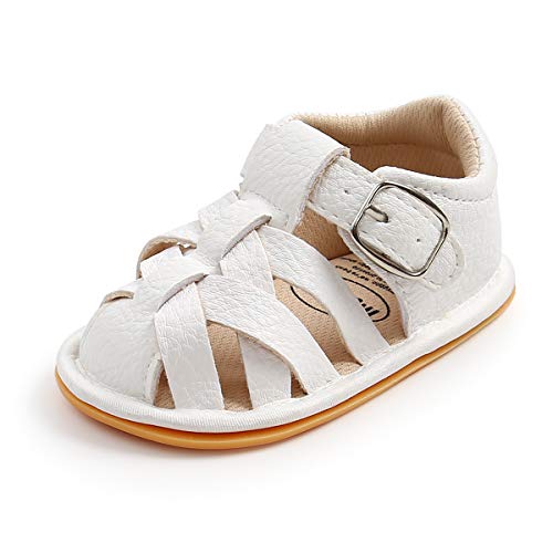 Sehfupoye Baby Jungen Mädchen Sommer Sandalen Anti-Rutsch Weiche Sohle Kleinkind First Walker Schuhe Neugeborenes PU Leder Casual Sandalen 6-12M von Sehfupoye