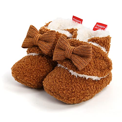 Baby Jungen Mädchen Winter Warme Fleece Stiefel Neugeborene Weiche Sohle Bowknot Erste Wanderschuhe Infant Baby Warme Fleece Booties 0-6M von Sehfupoye