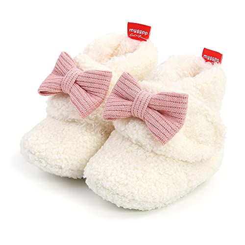 Baby Jungen Mädchen Winter Warme Fleece Stiefel Neugeborene Weiche Sohle Bowknot Erste Wanderschuhe Infant Baby Warme Fleece Booties 12-18M von Sehfupoye