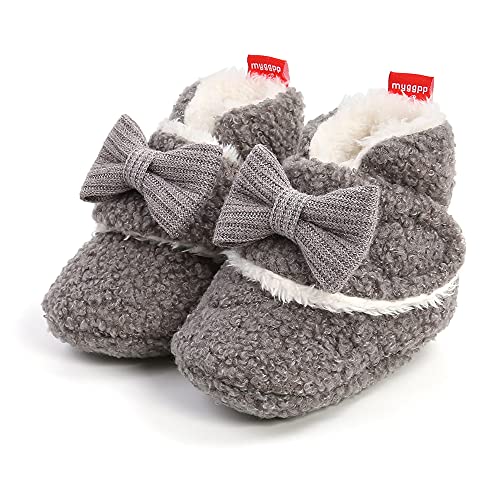 Baby Jungen Mädchen Winter Warme Fleece Stiefel Neugeborene Weiche Sohle Bowknot Erste Wanderschuhe Infant Baby Warme Fleece Booties 12-18M von Sehfupoye