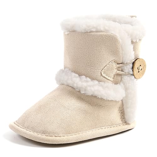 Baby Winter Warme Schneestiefel Neugeborenes Baby Mädchen Jungen Weiche Sohle Knöpfe Fleece Stiefel Säugling Kleinkind Erste Walker Schuhe von Sehfupoye