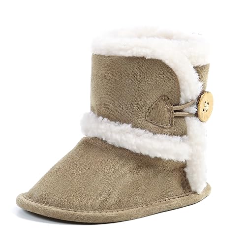 Baby Winter Warme Schneestiefel Neugeborenes Baby Mädchen Jungen Weiche Sohle Knöpfe Fleece Stiefel Säugling Kleinkind Erste Walker Schuhe von Sehfupoye