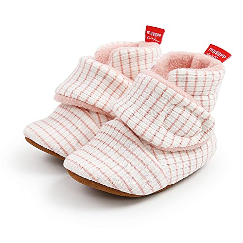 Sehfupoye Kleinkind Baby Jungen Mädchen Baumwolle Booties Schuhe Gestreifte Weiche Sohle Neugeborene Erste Wanderschuhe Warme Fleece Stiefel 12-18M von Sehfupoye