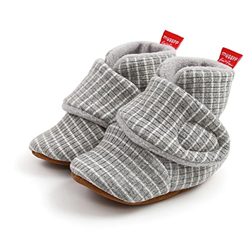 Sehfupoye Kleinkind Baby Jungen Mädchen Baumwolle Booties Schuhe Gestreifte Weiche Sohle Neugeborene Erste Wanderschuhe Warme Fleece Stiefel 12-18M von Sehfupoye