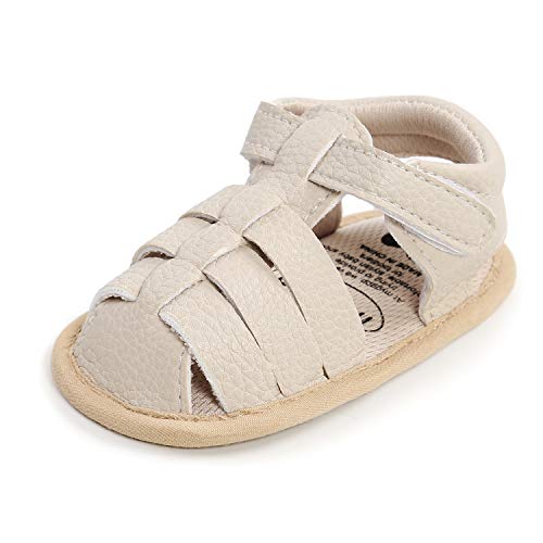 Sehfupoye Baby Jungen Mädchen Sommer Sandalen Anti-Rutsch Weiche Sohle Kleinkind First Walker Schuhe Neugeborenes PU Leder Casual Sandalen 12-18M von Sehfupoye