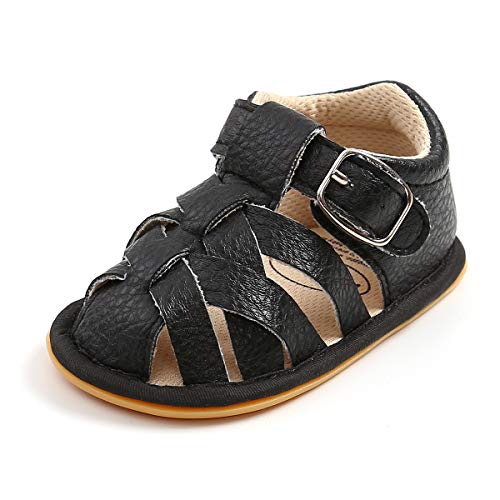 Sehfupoye Baby Jungen Mädchen Sommer Sandalen Anti-Rutsch Weiche Sohle Kleinkind First Walker Schuhe Neugeborenes PU Leder Casual Sandalen 12-18M von Sehfupoye