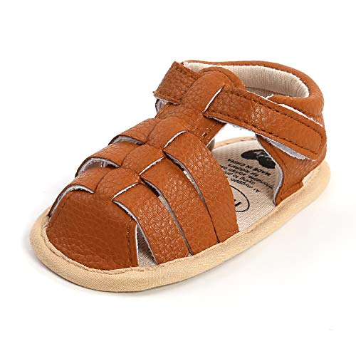 Sehfupoye Baby Jungen Mädchen Sommer Sandalen Anti-Rutsch Weiche Sohle Kleinkind First Walker Schuhe Neugeborenes PU Leder Casual Sandalen 12-18M von Sehfupoye