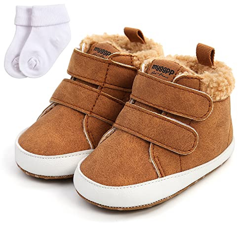 Sehfupoye Baby Jungen Mädchen Winter warmen Schnee Booties Sneakers Baby erste Wanderschuhe rutschfeste weiche Kleinkinderschuhe Booties 0-6m mit Socken von Sehfupoye