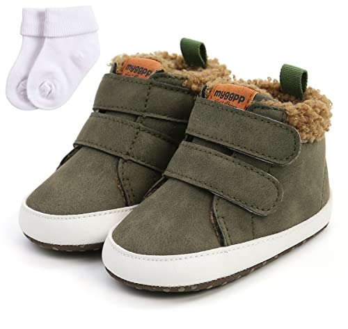 Sehfupoye Warme Winterstiefeletten für Babys - Erste Laufschuhe für Jungen und Mädchen 0-6 Monate mit Socken von Sehfupoye