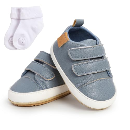 Sehfupoye Baby Mädchen Jungen Turnschuhe Kleinkind PU Leder erste Walking Schuhe Kleinkind Neugeborenes Prewalker Turnschuhe für 0-6 Monate mit Socke von Sehfupoye