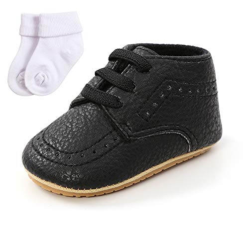 Sehfupoye Baby Mädchen Jungen Turnschuhe Kleinkind PU Leder erste Walking Schuhe Kleinkind Neugeborenes Prewalker Turnschuhe für 12-18 Monate mit Socke von Sehfupoye