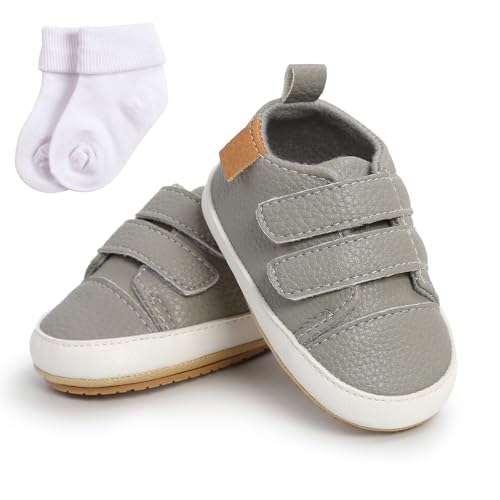 Sehfupoye Baby Mädchen Jungen Turnschuhe Kleinkind PU Leder erste Walking Schuhe Kleinkind Neugeborenes Prewalker Turnschuhe für 12-18 Monate mit Socke von Sehfupoye