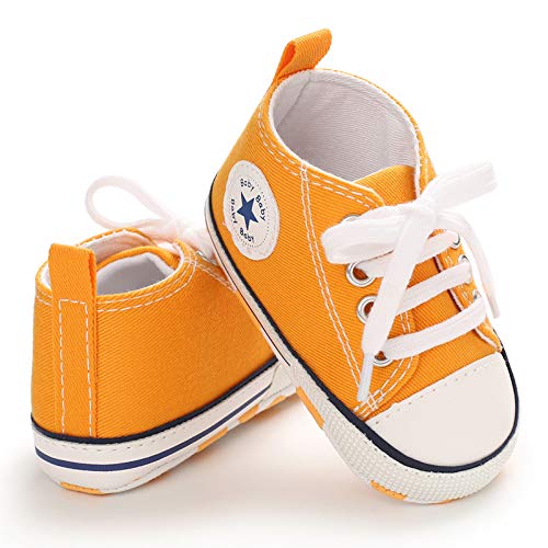 Sehfupoye Baby Mädchen Jungen Turnschuhe Kleinkind Schuhe Canvas Erste Wanderschuhe Neugeborene Anti-Rutsch Prewalker Turnschuhe für 0-6 Monate von Sehfupoye