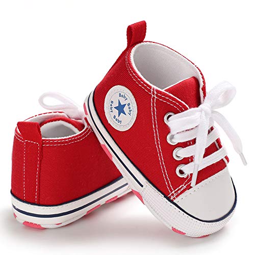 Sehfupoye Baby Mädchen Jungen Turnschuhe Kleinkind Schuhe Canvas Erste Wanderschuhe Neugeborene Anti-Rutsch Prewalker Turnschuhe für 12-18 Monate von Sehfupoye