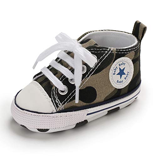 Sehfupoye Baby Mädchen Jungen Turnschuhe Kleinkind Schuhe Canvas Erste Wanderschuhe Neugeborene Anti-Rutsch Prewalker Turnschuhe für 0-6 Monate von Sehfupoye