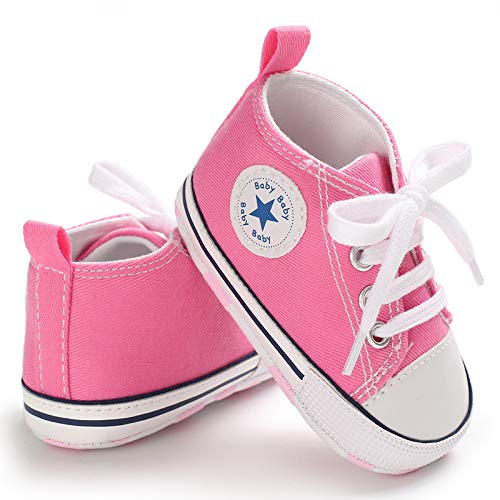 Sehfupoye Baby Mädchen Jungen Turnschuhe Kleinkind Schuhe Canvas Erste Wanderschuhe Neugeborene Anti-Rutsch Prewalker Turnschuhe für 0-6 Monate von Sehfupoye