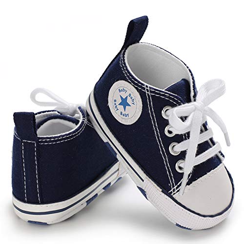 Sehfupoye Baby Mädchen Jungen Turnschuhe Kleinkind Schuhe Canvas Erste Wanderschuhe Neugeborene Anti-Rutsch Prewalker Turnschuhe für 12-18 Monate von Sehfupoye