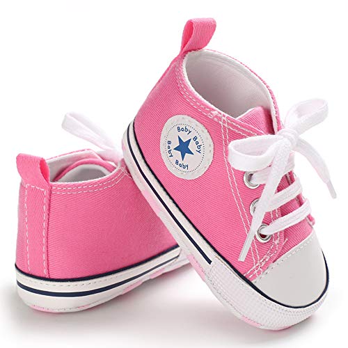 Sehfupoye Baby Mädchen Jungen Turnschuhe Kleinkind Schuhe Canvas Erste Wanderschuhe Neugeborene Anti-Rutsch Prewalker Turnschuhe für 12-18 Monate von Sehfupoye