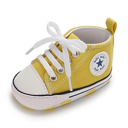 Sehfupoye Baby Mädchen Jungen Turnschuhe Kleinkind Schuhe Canvas Erste Wanderschuhe Neugeborene Anti-Rutsch Prewalker Turnschuhe für 6-12 Monate von Sehfupoye