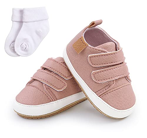 Sehfupoye Baby Mädchen Jungen Turnschuhe Kleinkind PU Leder erste Walking Schuhe Kleinkind Neugeborenes Prewalker Turnschuhe für 12-18 Monate mit Socke von Sehfupoye