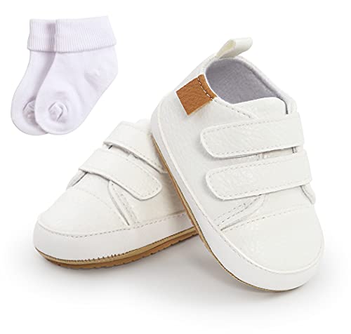 Sehfupoye Baby Mädchen Jungen Turnschuhe Kleinkind PU Leder erste Walking Schuhe Kleinkind Neugeborenes Prewalker Turnschuhe für 0-6 Monate mit Socke von Sehfupoye