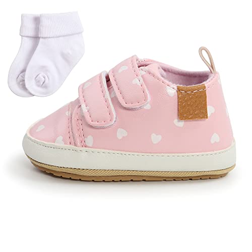 Sehfupoye Baby Mädchen Jungen Turnschuhe Kleinkind PU Leder erste Walking Schuhe Kleinkind Neugeborenes Prewalker Turnschuhe für 0-6 Monate mit Socke von Sehfupoye