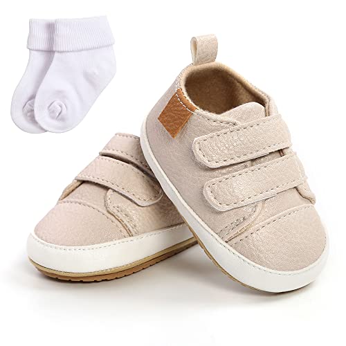 Sehfupoye Baby Mädchen Jungen Turnschuhe Kleinkind PU Leder erste Walking Schuhe Kleinkind Neugeborenes Prewalker Turnschuhe für 0-6 Monate mit Socke von Sehfupoye