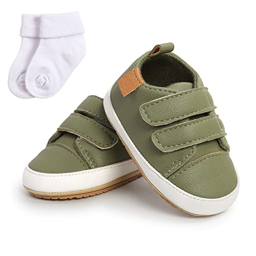 Sehfupoye Baby Mädchen Jungen Turnschuhe Kleinkind PU Leder erste Walking Schuhe Kleinkind Neugeborenes Prewalker Turnschuhe für 12-18 Monate mit Socke von Sehfupoye