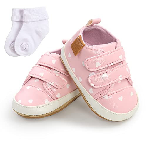 Sehfupoye Baby Mädchen Jungen Turnschuhe Kleinkind PU Leder erste Walking Schuhe Kleinkind Neugeborenes Prewalker Turnschuhe für 6-12 Monate mit Socke von Sehfupoye